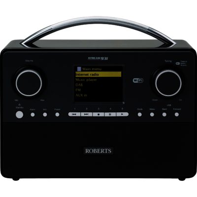 Roberts Stream93i Black - Stylish DAB/FM/Internet Radio with WiFi Clock Duo Alarms USB Porta and Line-in Socket Roberts Stream93i Black - Stylish DAB/FM/Internet Radio with WiFi Clock Duo Alarms USB Porta and Line-in Socket
